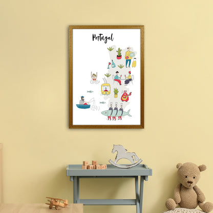Portugal Map  Art Print by Pixy Paper A2 Print Only