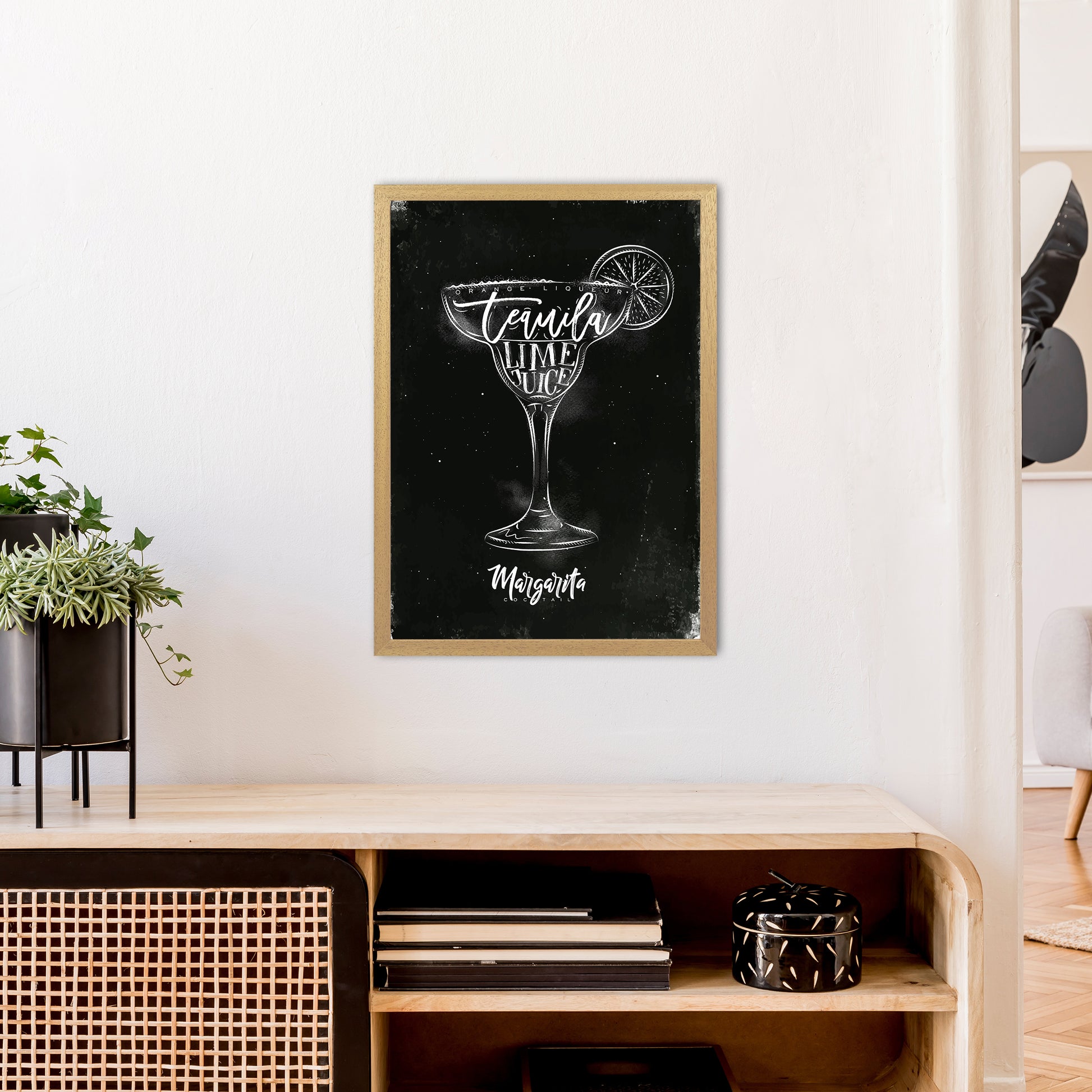 Margarita Cocktail Black  Art Print by Pixy Paper A2 Print Only