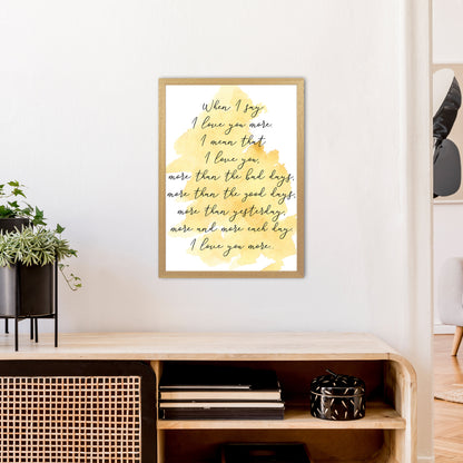 Love You More Yellow  Art Print by Pixy Paper A2 Print Only
