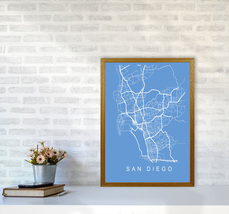 San Diego Map Blueprint Art Print by Pixy Paper A2 Print Only