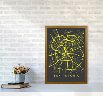 San Antonio Map Neon Art Print by Pixy Paper A2 Print Only
