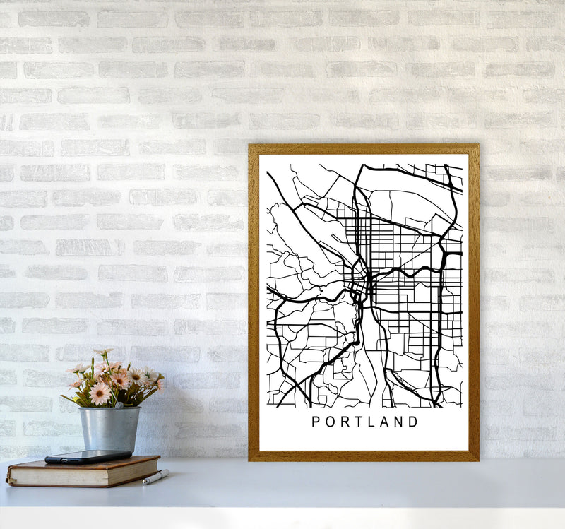 Portland Map Art Print by Pixy Paper A2 Print Only