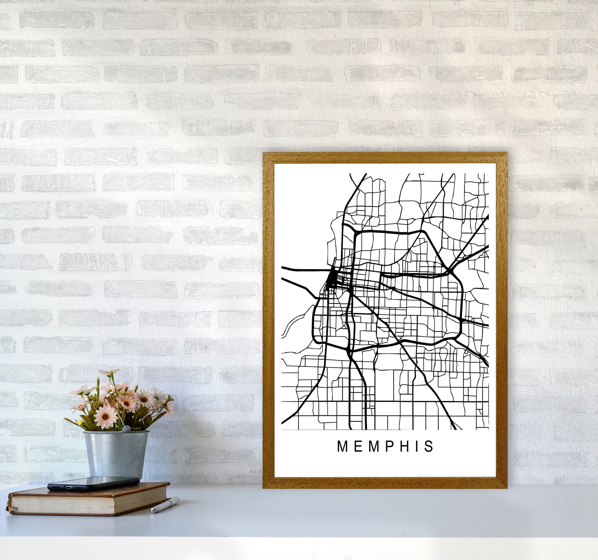 Memphis Map Art Print by Pixy Paper A2 Print Only