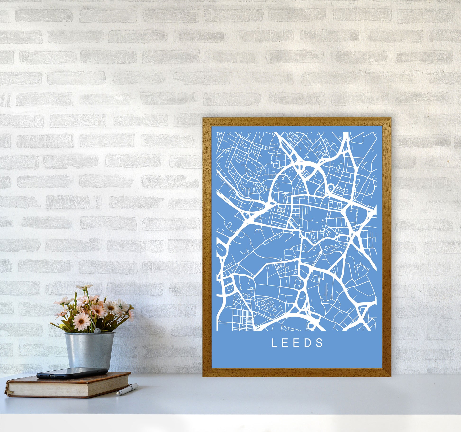 Leeds Map Blueprint Art Print by Pixy Paper A2 Print Only