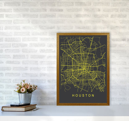 Houston Map Neon Art Print by Pixy Paper A2 Print Only