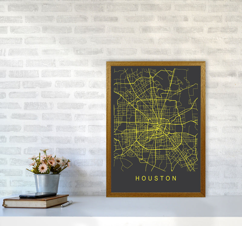 Houston Map Neon Art Print by Pixy Paper A2 Print Only