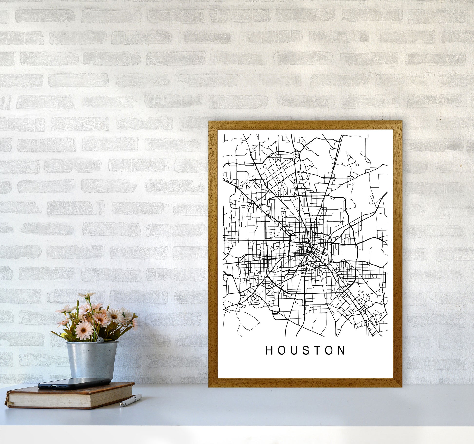 Houston Map Art Print by Pixy Paper A2 Print Only