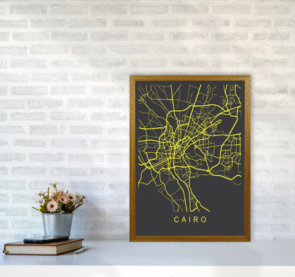 Cairo Map Neon Art Print by Pixy Paper A2 Print Only