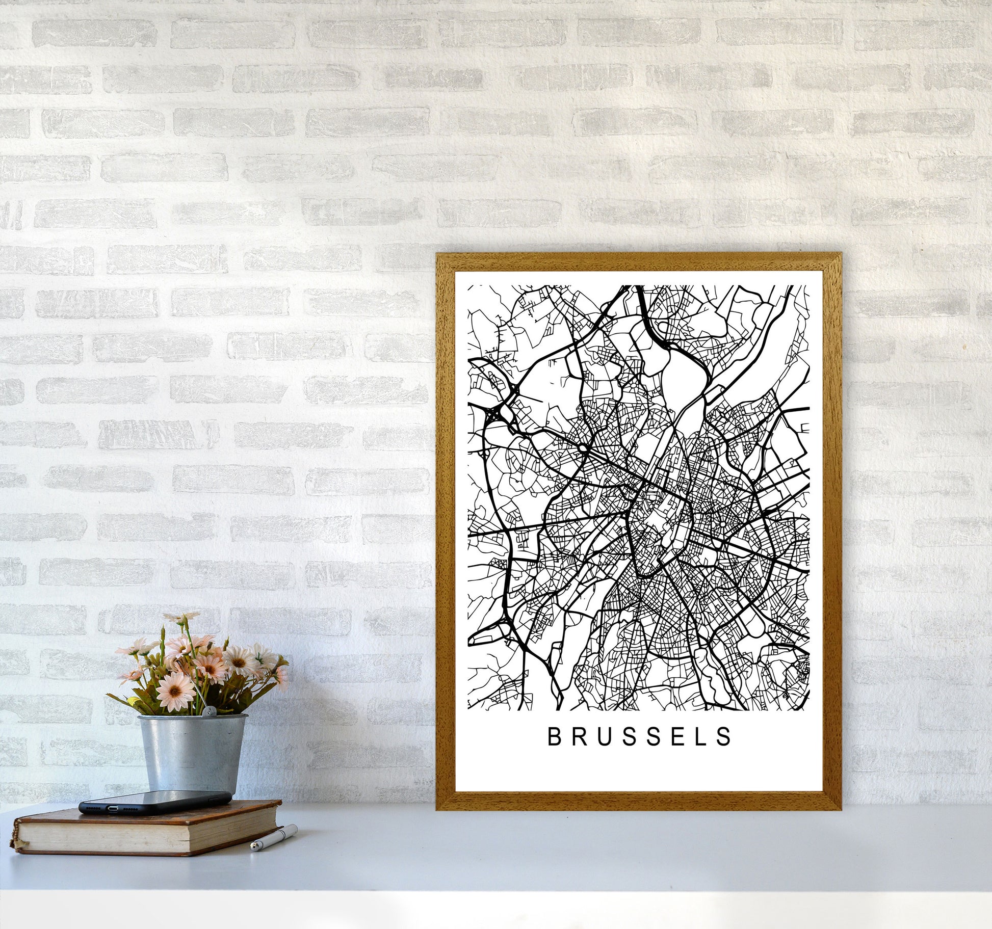Brussels Map Art Print by Pixy Paper A2 Print Only