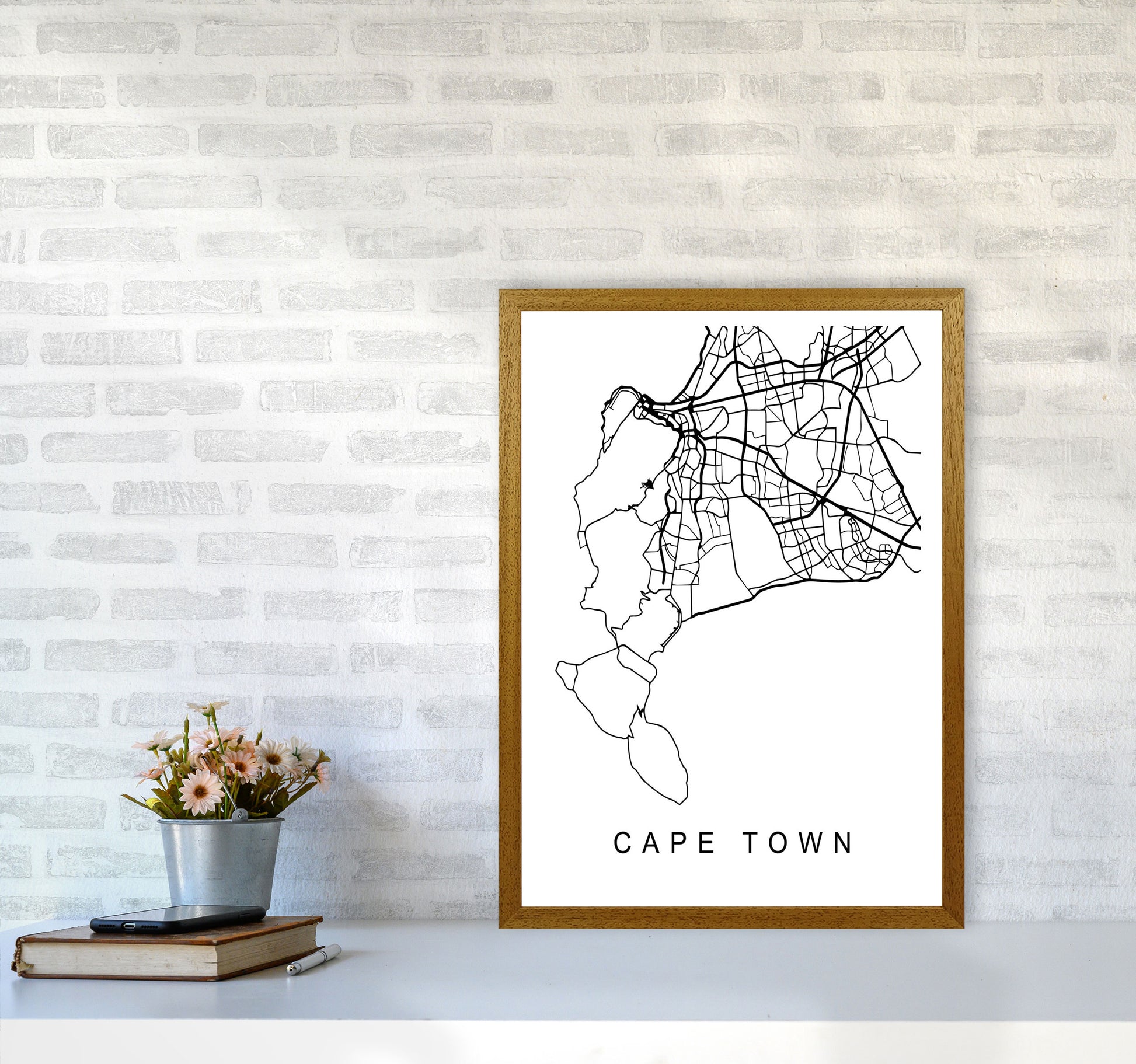 Cape Town Map Art Print by Pixy Paper A2 Print Only