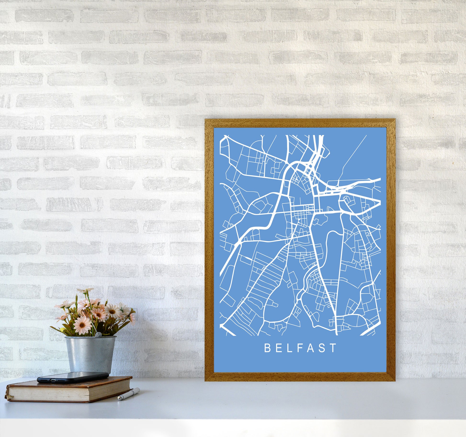 Belfast Map Blueprint Art Print by Pixy Paper A2 Print Only
