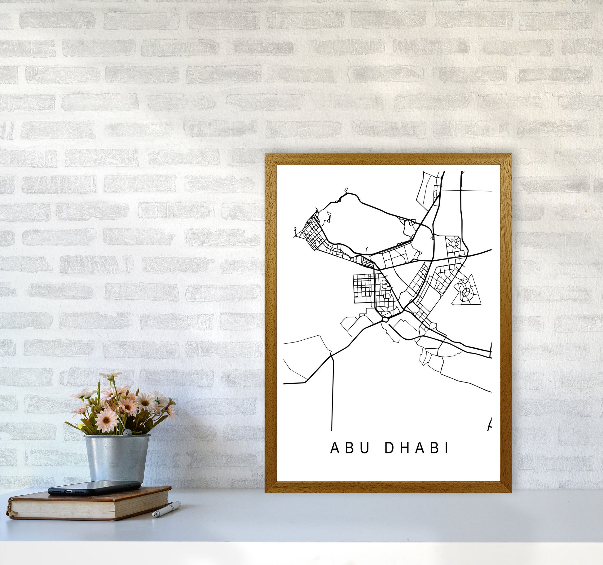 Abu Dhabi Map Art Print by Pixy Paper A2 Print Only