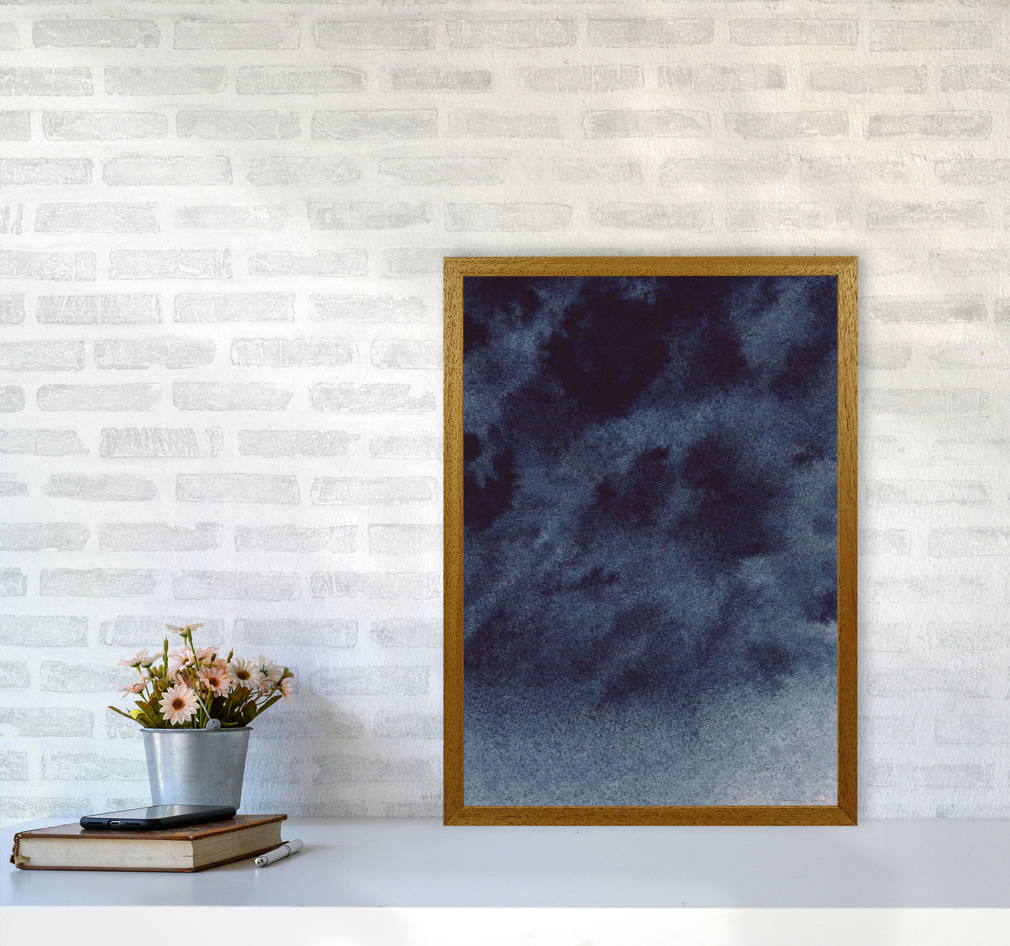 Sand Navy Watercolour Art Print by Pixy Paper A2 Print Only