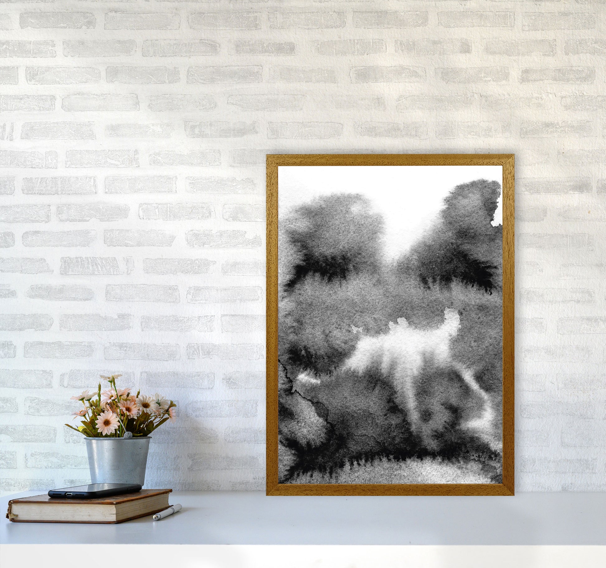Majestic Monochrome Watercolour 17 Art Print by Pixy Paper A2 Print Only