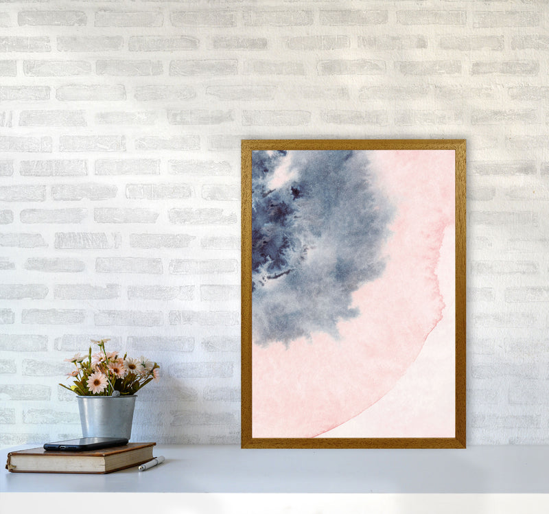Sand Pink and Navy Watercolour 05 Art Print by Pixy Paper A2 Print Only