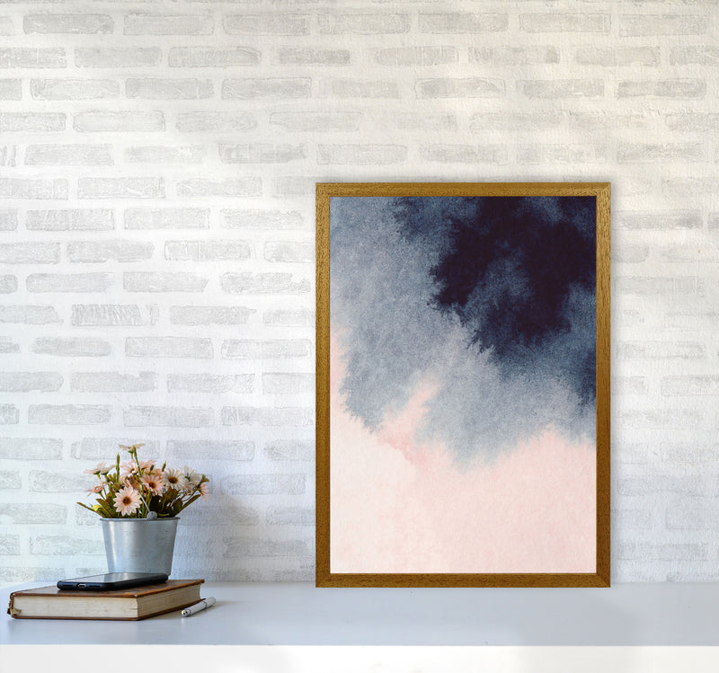 Sand Pink and Navy Watercolour 01 Art Print by Pixy Paper A2 Print Only