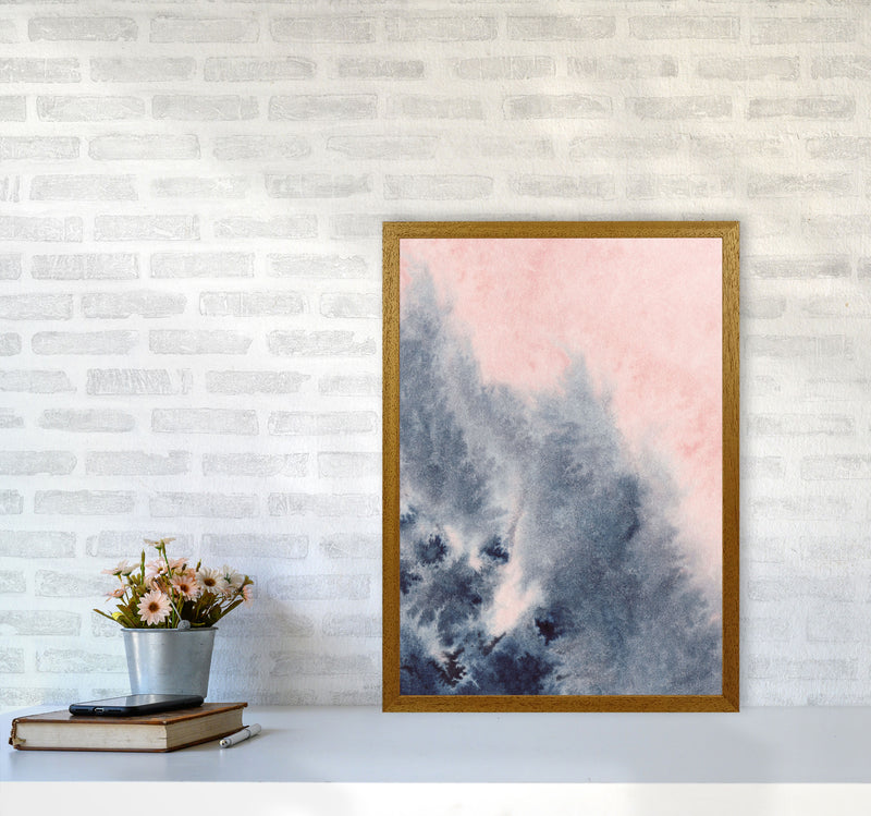 Sand Pink and Navy Watercolour 04 Art Print by Pixy Paper A2 Print Only