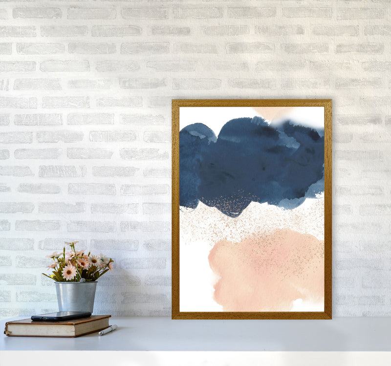 Aztec Blush and Navy Watercolour 03 Art Print by Pixy Paper A2 Print Only