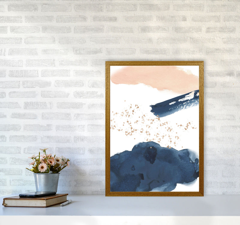 Aztec Blush and Navy Watercolour 01 Art Print by Pixy Paper A2 Print Only