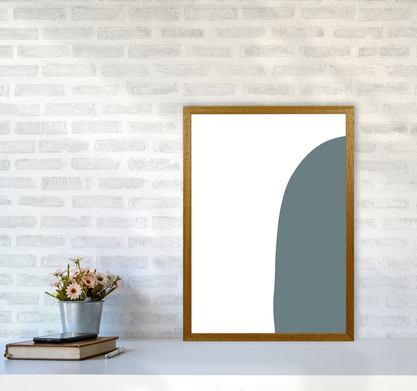 Inspired Teal Half Stone Right Art Print by Pixy Paper A2 Print Only