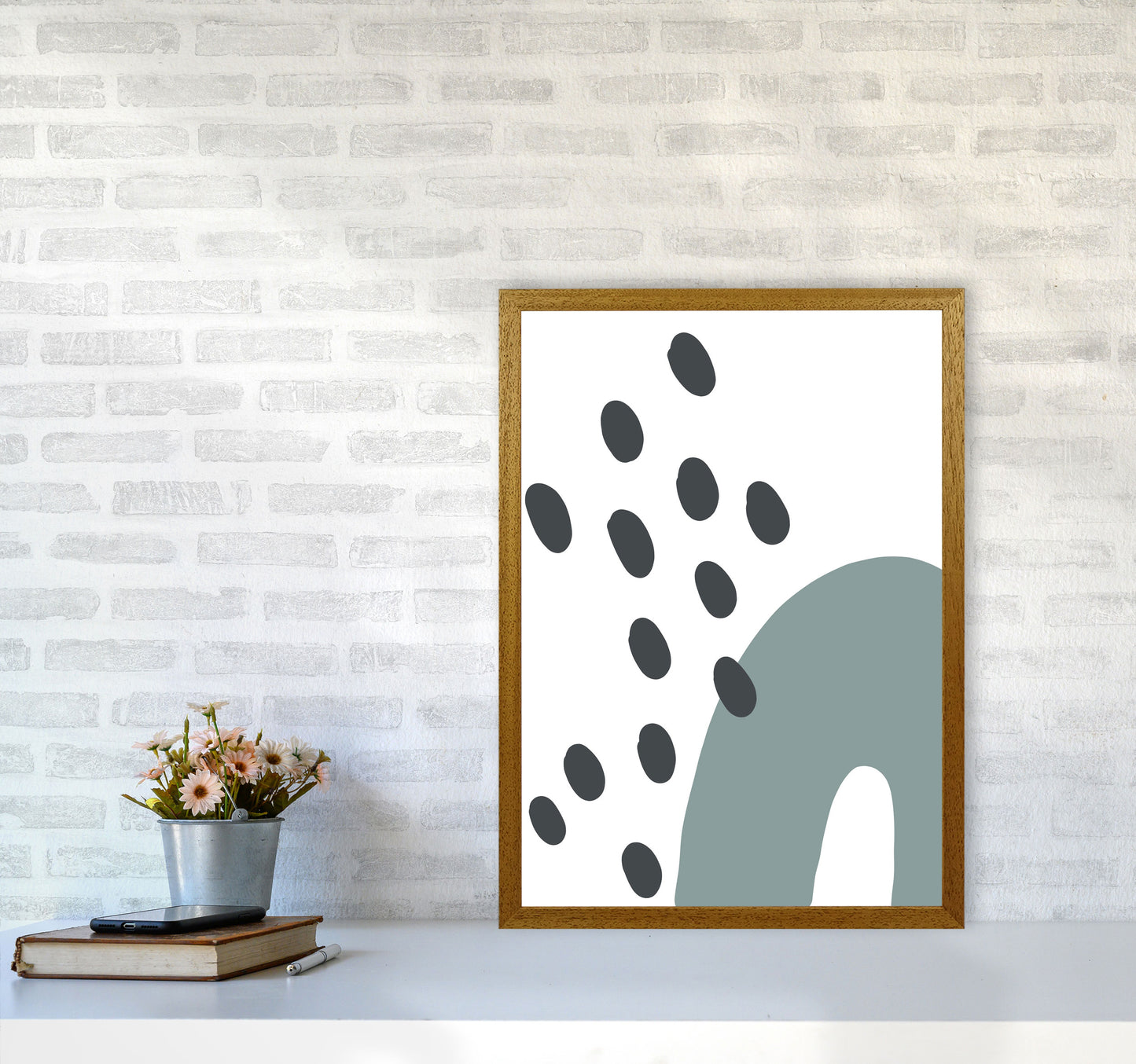 Inspired Teal Rainbow with Polka Art Print by Pixy Paper A2 Print Only
