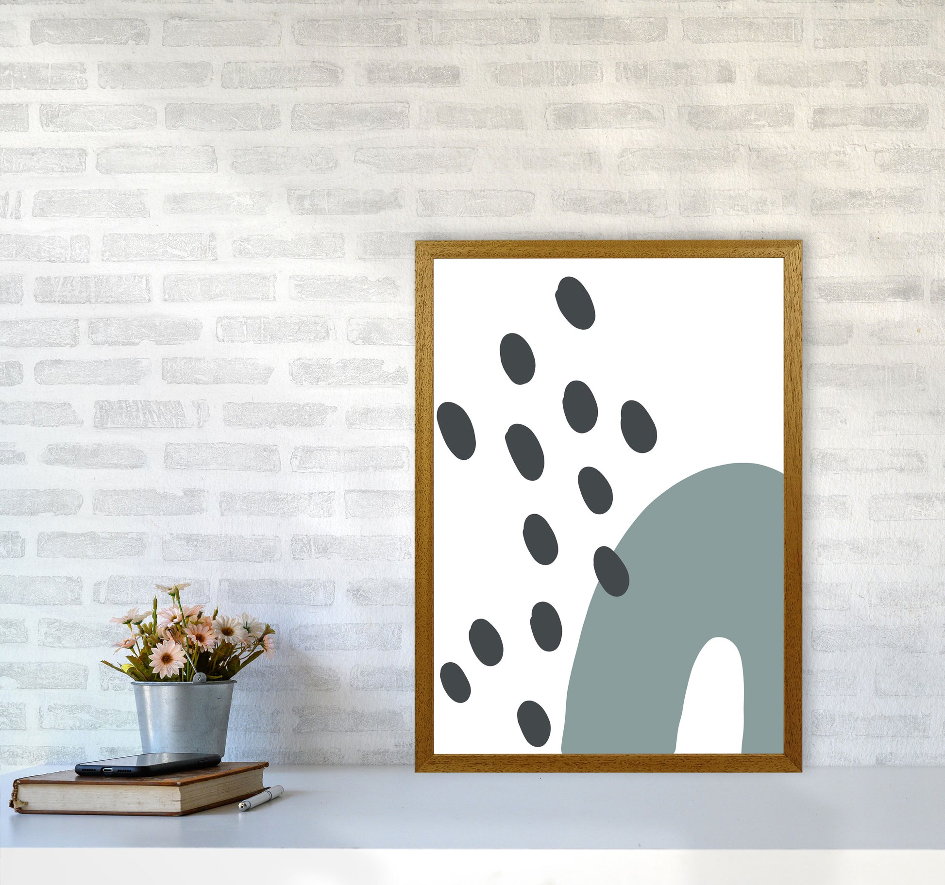 Inspired Teal Rainbow with Polka Art Print by Pixy Paper A2 Print Only