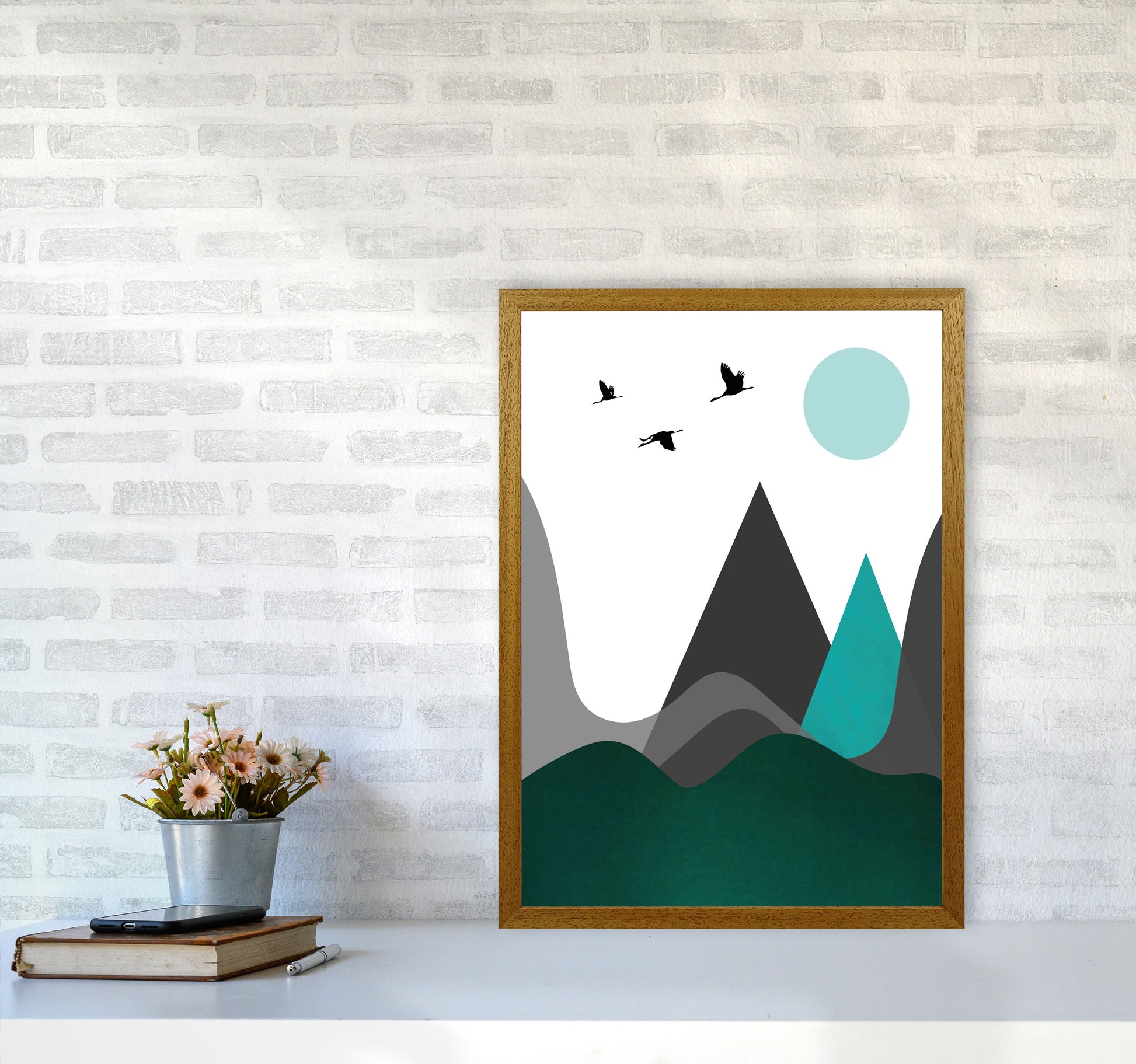 Hills and mountains emerald Art Print by Pixy Paper A2 Print Only