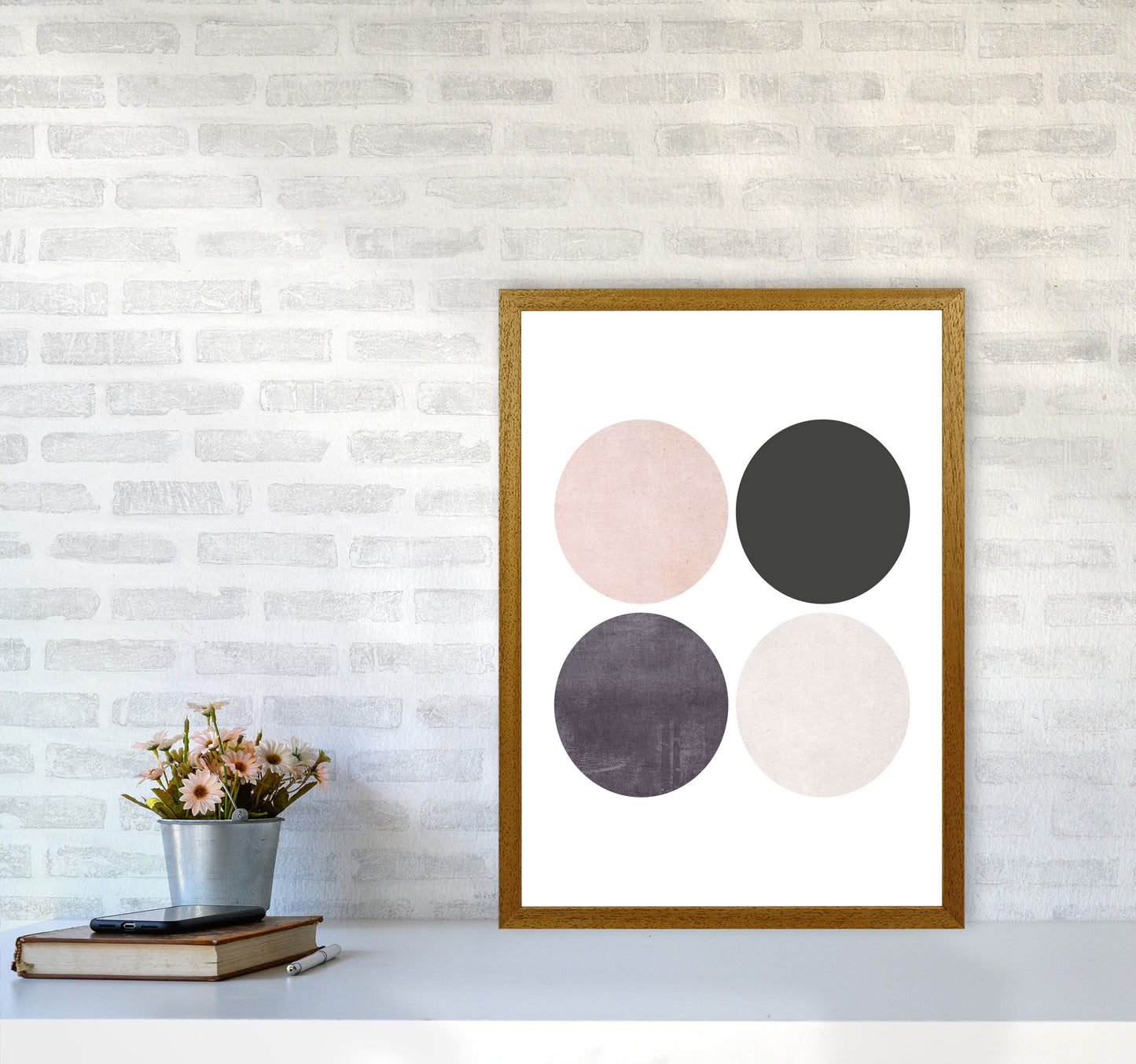 Circles pink cotton Art Print by Pixy Paper A2 Print Only