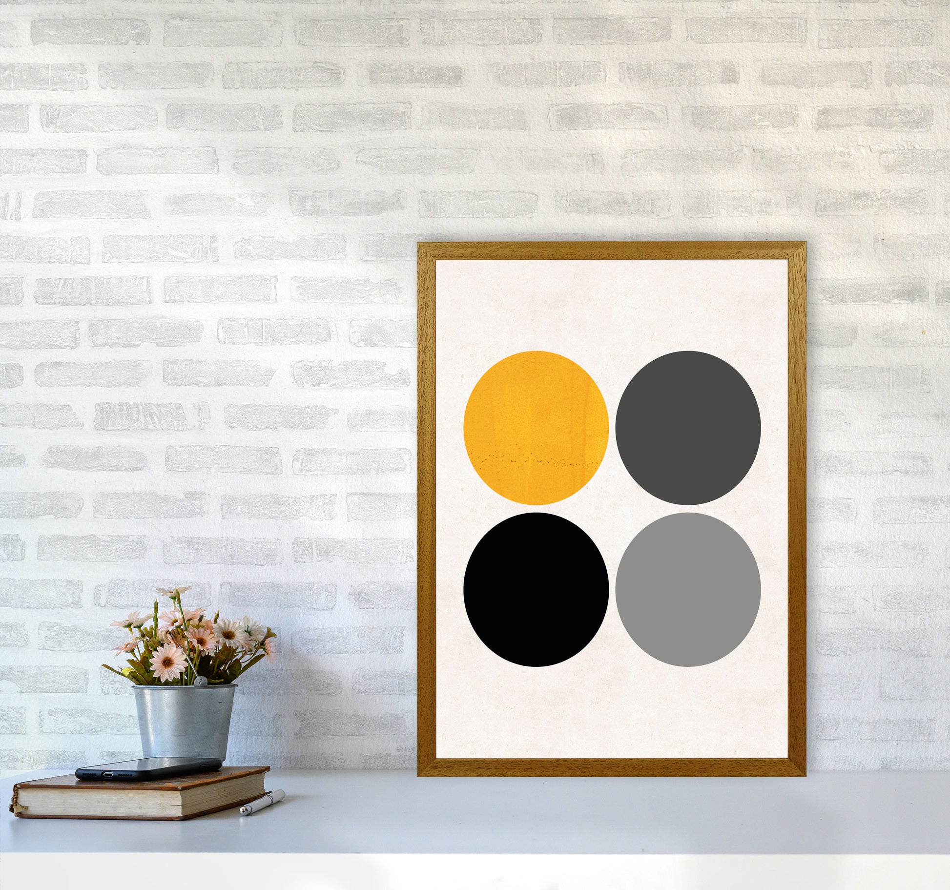 Circles Mustard Art Print by Pixy Paper A2 Print Only