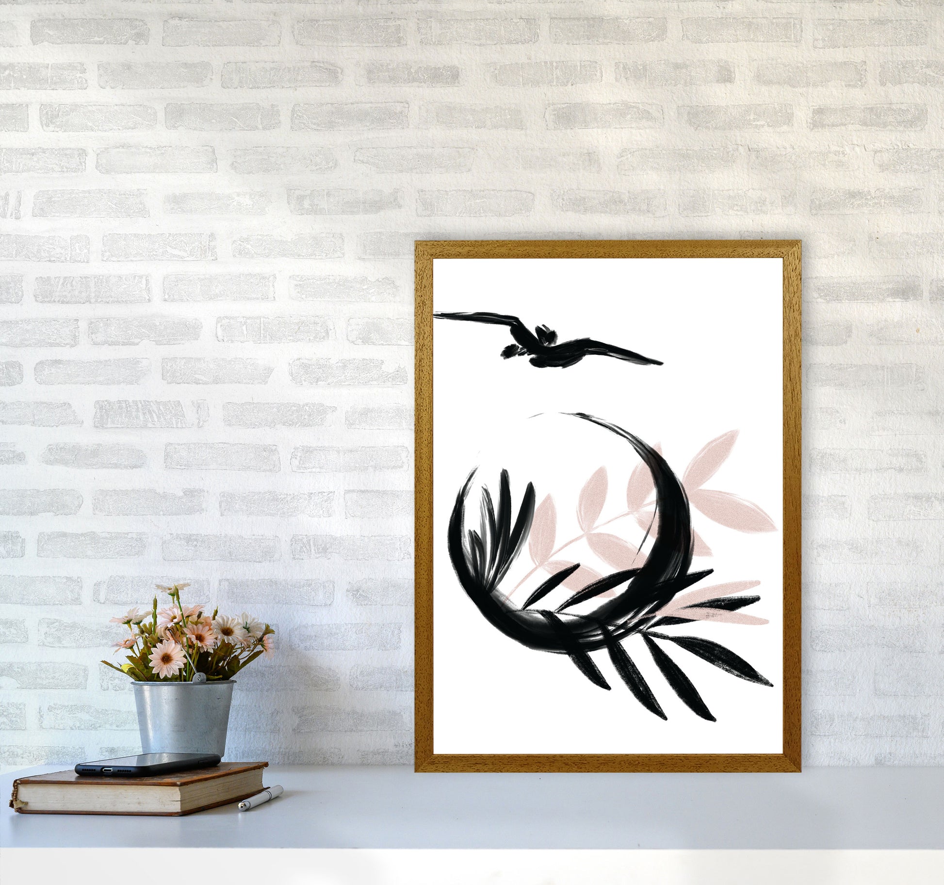 Delicate Floral Moon 08 Art Print by Pixy Paper A2 Print Only