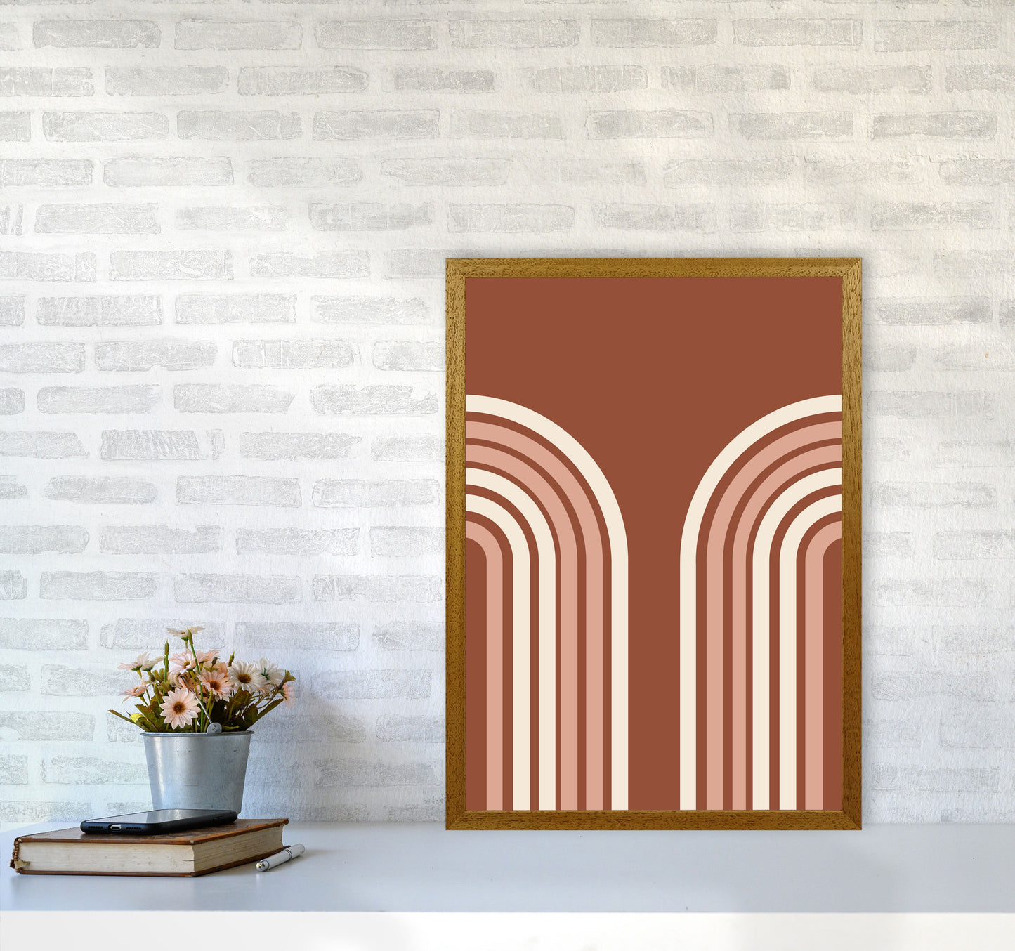 Autumn Double Rainbow abstract Art Print by Pixy Paper A2 Print Only