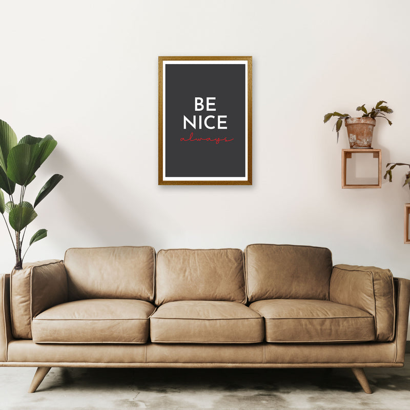 Be Nice Black Art Print by Pixy Paper A2 Print Only