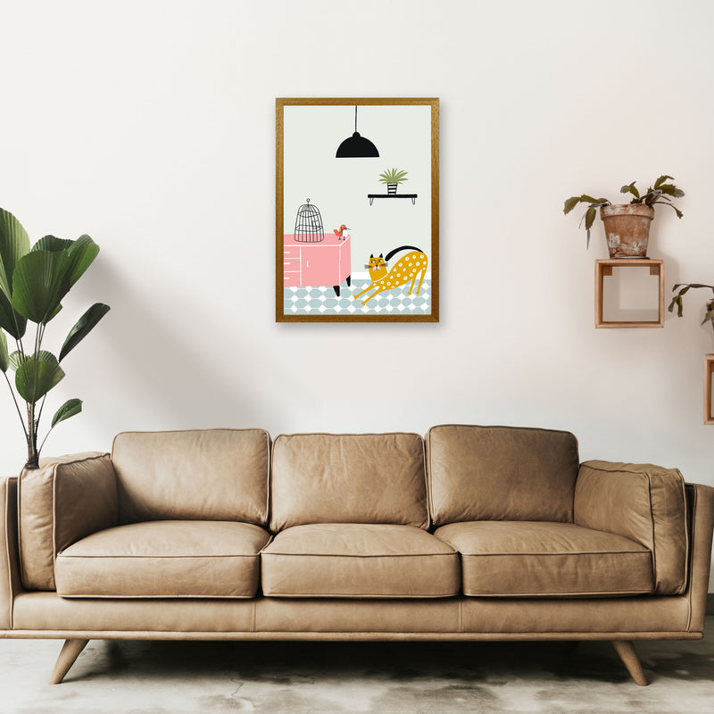 Cat and Bird Art Print by Pixy Paper A2 Print Only
