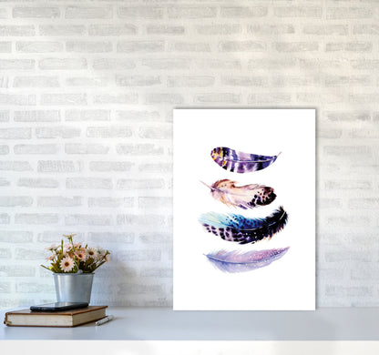 Purple Bird Feathers Abstract Modern Print A2 Black Frame