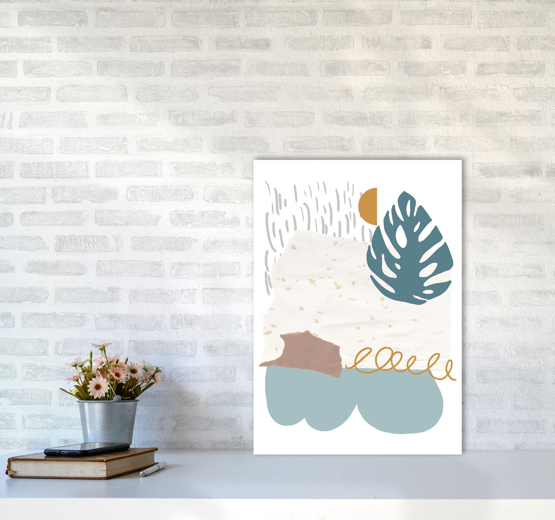 Reef Shapes Abstract 1 Modern Print A2 Black Frame