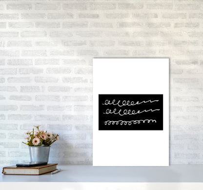 Black Rectangle Swirls Abstract Modern Print A2 Black Frame