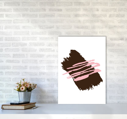 Black Jaggered Paint Brush Abstract Modern Print A2 Black Frame