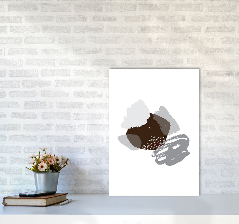 Grey And Black Mismatch Abstract Modern Print A2 Black Frame
