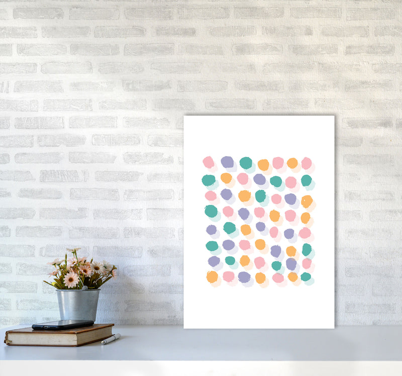 Pink Polka Dots Abstract Modern Print A2 Black Frame