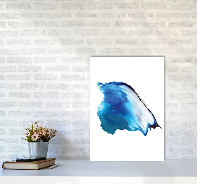 Blue Abstract Paint Stroke Modern Print A2 Black Frame