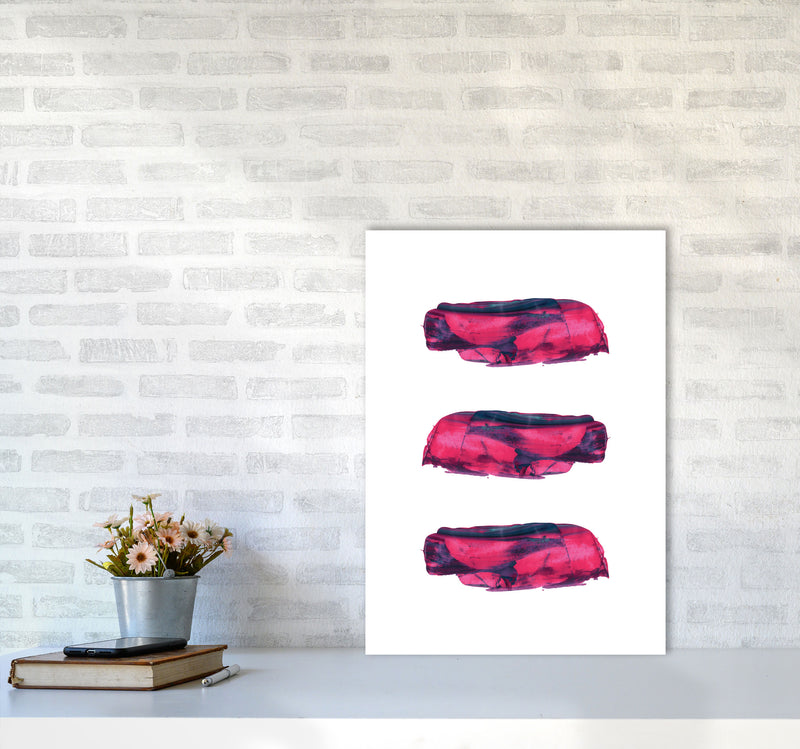 Pink And Purple Abstract Paint Strokes Modern Print A2 Black Frame