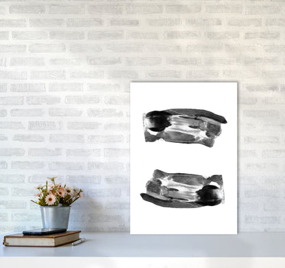 Black Abstract Paint Strokes Modern Print A2 Black Frame