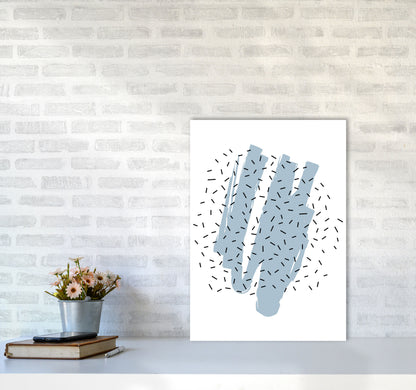 Blue Paint With Black Polka Abstract Modern Print A2 Black Frame