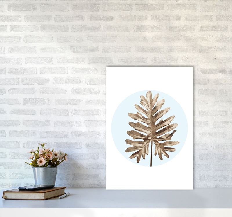 Abstract Blue Leaf Modern Print, Framed Botanical & Nature Art Print A2 Black Frame