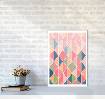 Full Colour Abstract Geo Modern Print A2 Black Frame