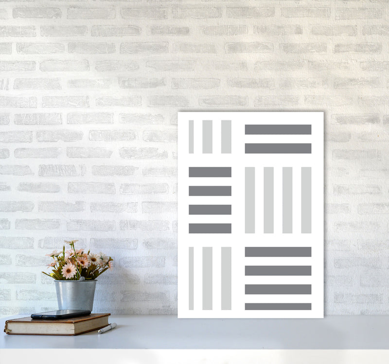 Grey Abstract Patterns 2 Modern Print A2 Black Frame