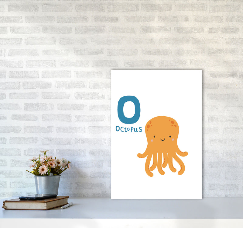 Alphabet Animals, O Is For Octopus Framed Nursey Wall Art Print A2 Black Frame