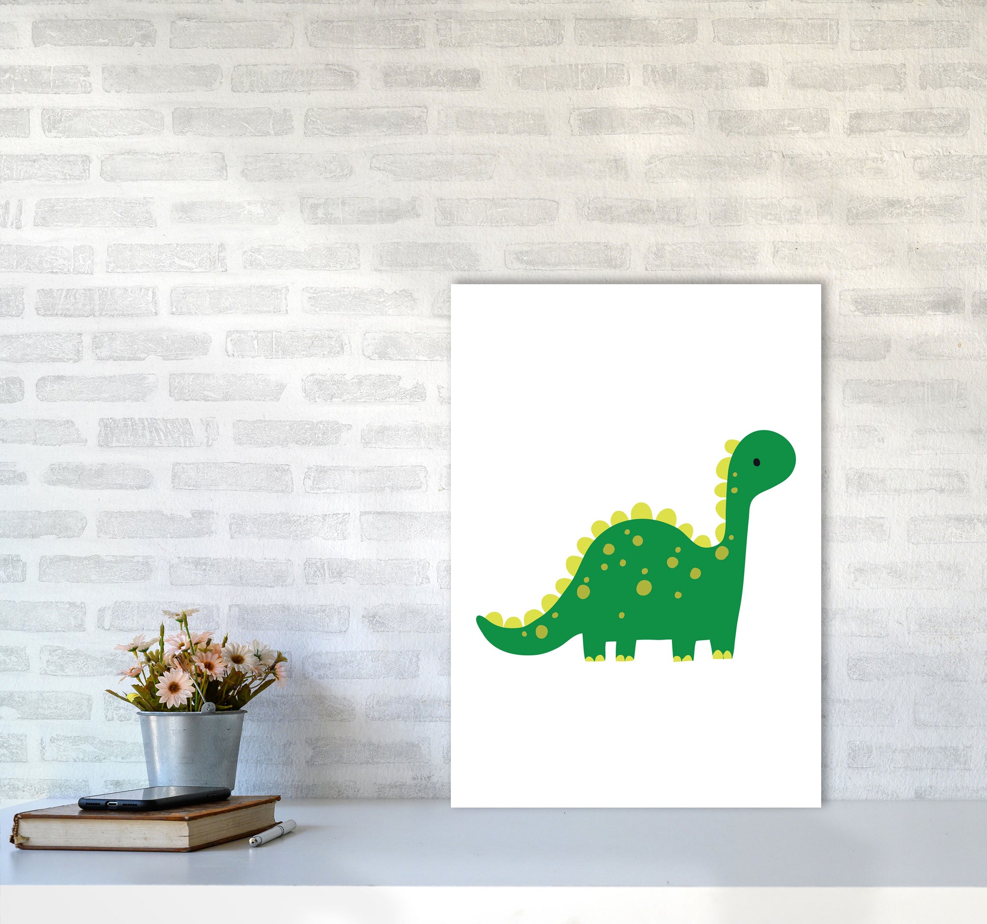 Children&#39;s Animals, Dino Modern Print A2 Black Frame