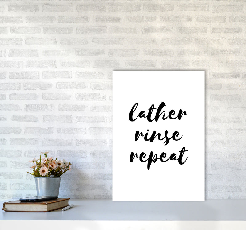 Lather Rinse Repeat, Bathroom Modern Print, Framed Bathroom Wall Art A2 Black Frame
