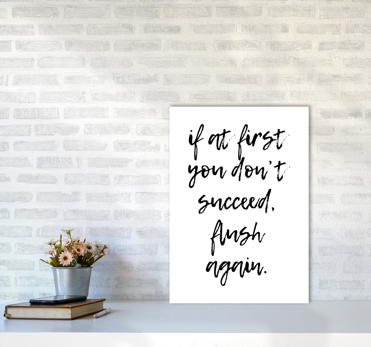 Flush Again, Bathroom Modern Print, Framed Bathroom Wall Art A2 Black Frame